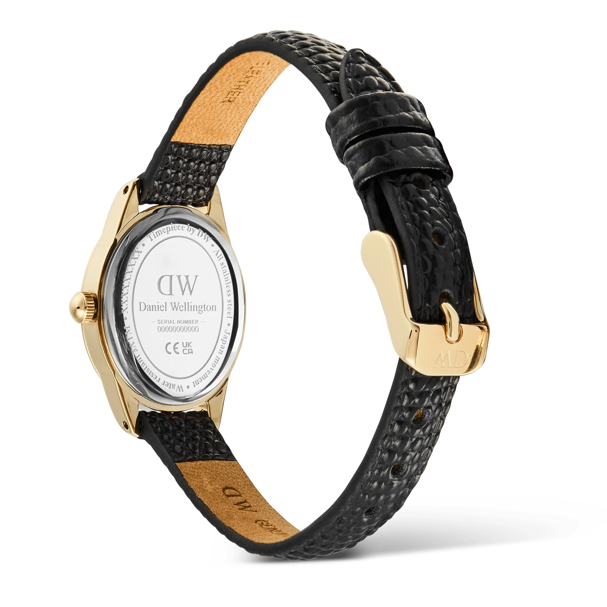 Orologio Daniel Wellington Ophelia Mini Black Lizard Unitone Guilloché Gold, 22x25.5mm - DW00100897