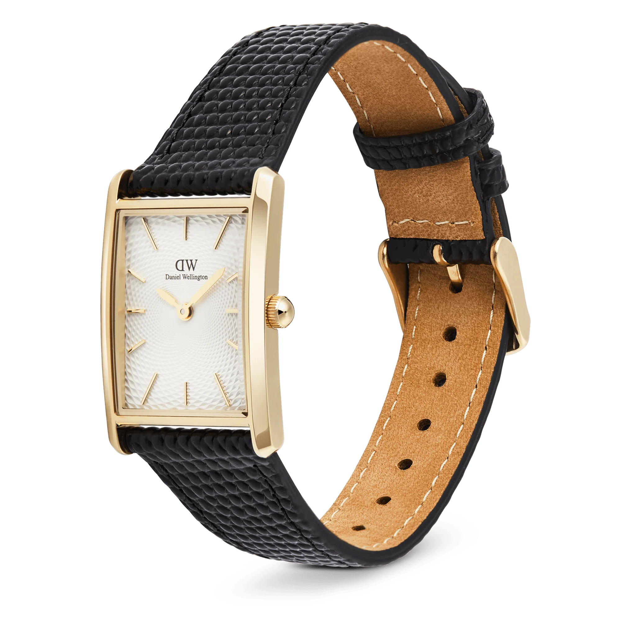 Orologio Daniel Wellington Bound Black Lizard Guilloché Gold, 24x35mm - DW00100899