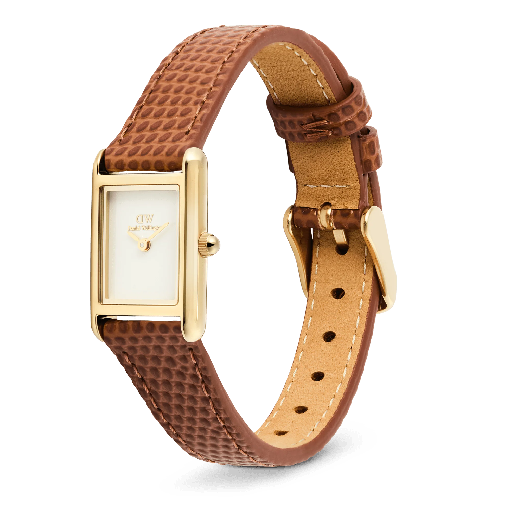 Orologio Daniel Wellington Bound Mini Light Brown Lizard Gold, 17x25.9mm - DW00100905
