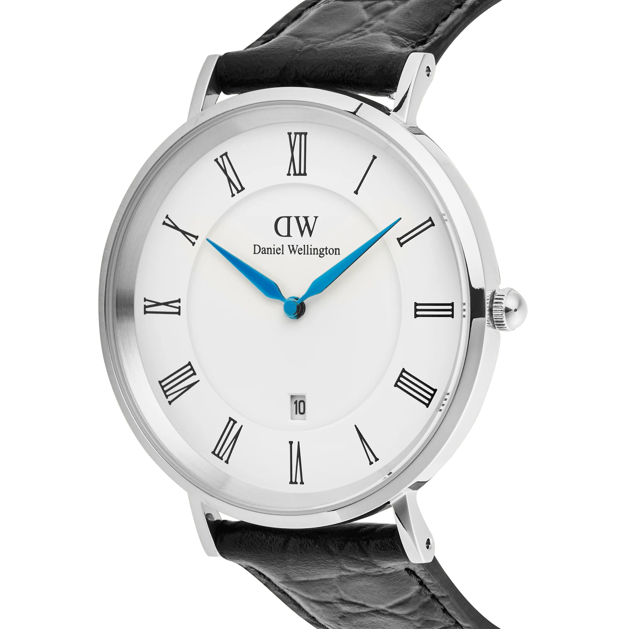 Orologio Daniel Wellington Classic Roman Numerals Date Black Croc Belly Silver, 40mm - DW00100914