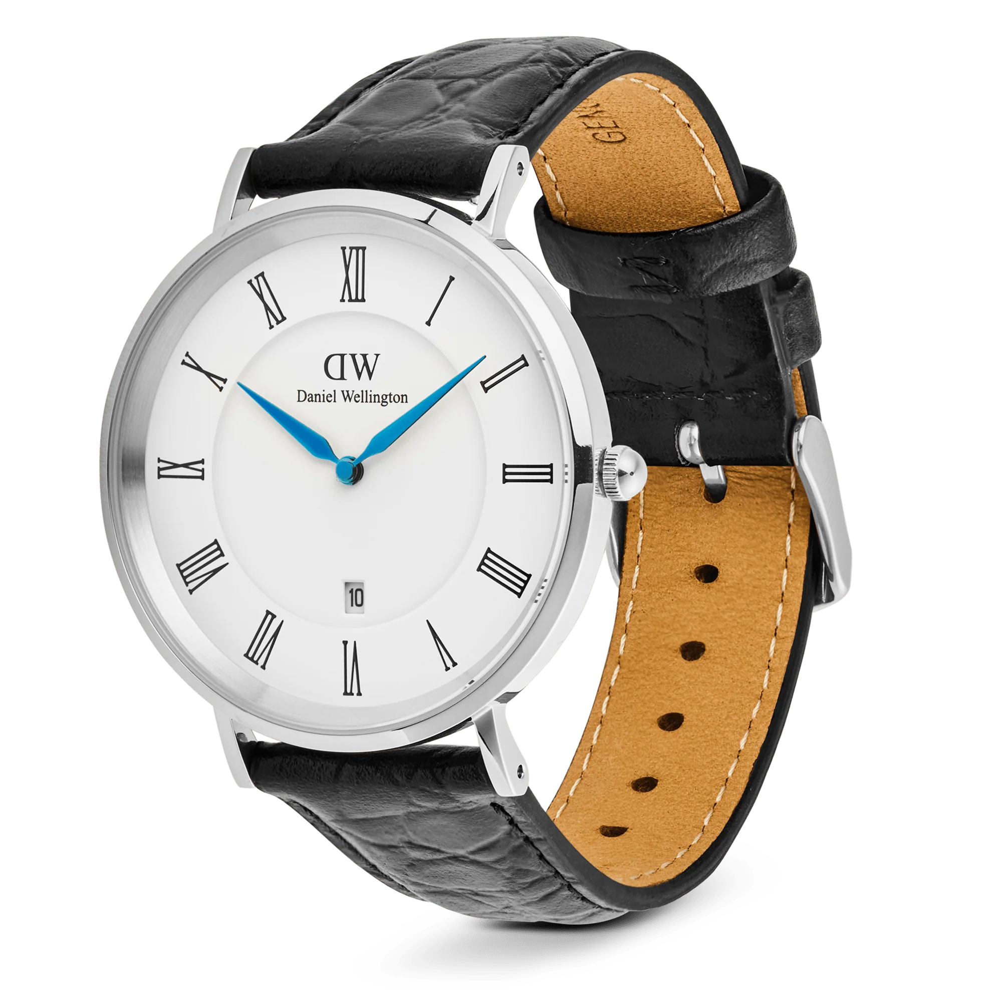 Orologio Daniel Wellington Classic Roman Numerals Date Black Croc Belly Silver, 40mm - DW00100914