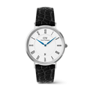 Orologio Daniel Wellington Classic Roman Numerals Date Black Croc Belly Silver, 40mm - DW00100914