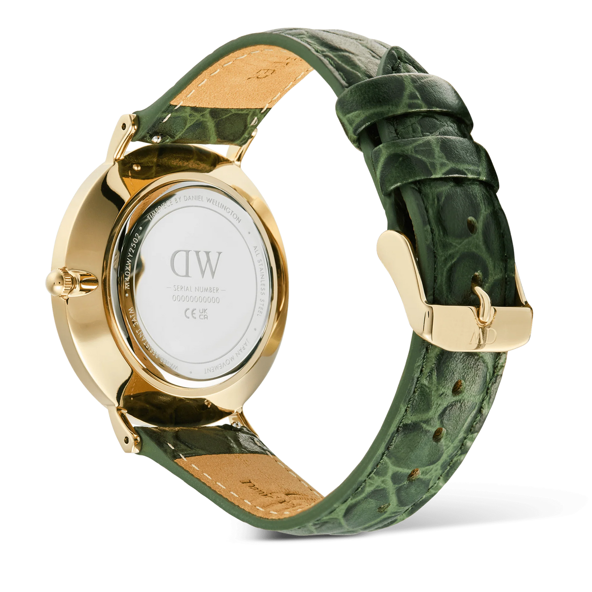 Orologio Daniel Wellington quarzo quadrante bianco, Classic Roman Numerals Date Dark Green Croc Belly Gold, 40mm - DW00100917