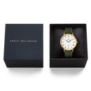 Orologio Daniel Wellington quarzo quadrante bianco, Classic Roman Numerals Date Dark Green Croc Belly Gold, 40mm - DW00100917