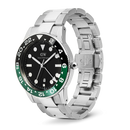 Orologio Daniel Wellington quarzo quadrante nero, Iconic GMT Link Black Green Ceramic Bezel Silver, 40mm - DW00100920