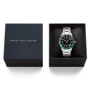Orologio Daniel Wellington quarzo quadrante nero, Iconic GMT Link Black Green Ceramic Bezel Silver, 40mm - DW00100920