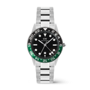 Orologio Daniel Wellington quarzo quadrante nero, Iconic GMT Link Black Green Ceramic Bezel Silver, 40mm - DW00100920