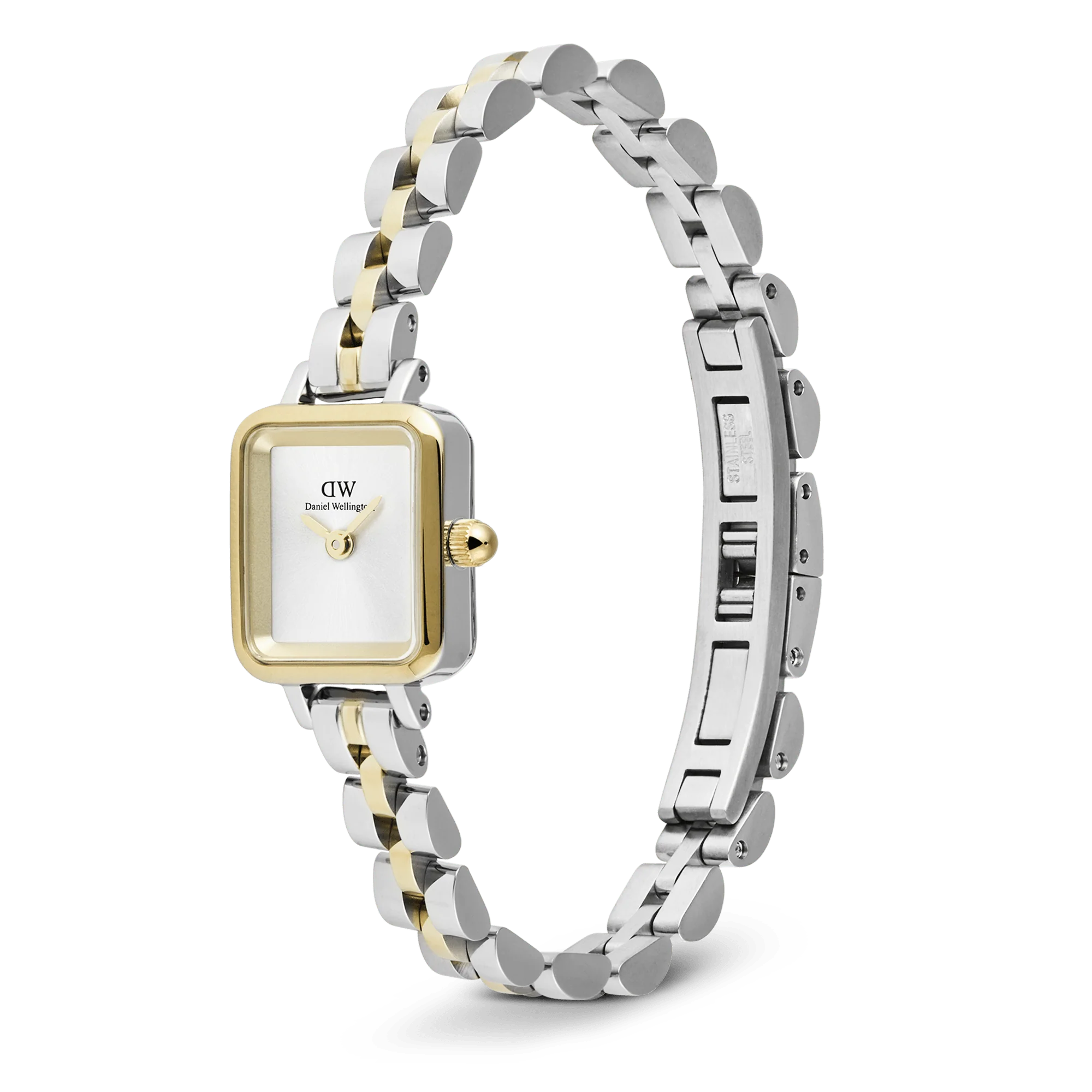 Orologio Daniel Wellington Quadro Mini Arch 3-Link Two Tone Gold, bicolor, 15x18mm - DW00100925