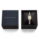 Orologio Daniel Wellington Quadro Mini Arch 3-Link Two Tone Gold, bicolor, 15x18mm - DW00100925