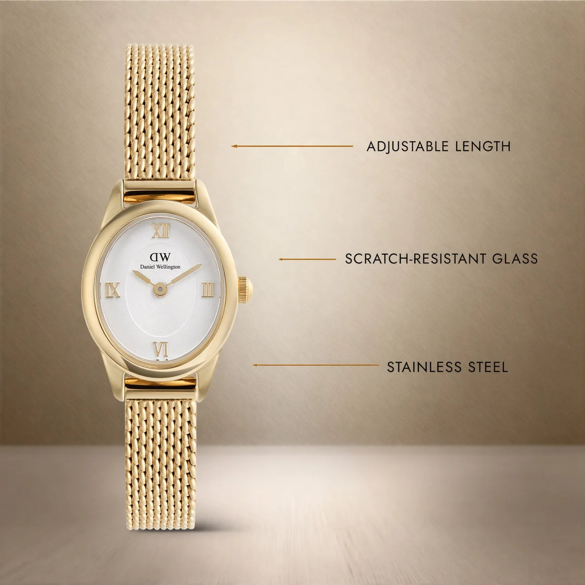 Orologio Daniel Wellington Ophelia Mini White Gold, 22x25.5mm - DW00100939