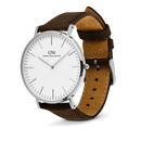 Orologio Daniel Wellington quarzo quadrante bianco, Classic Brown Canvas Silver, 40mm - DW00100941