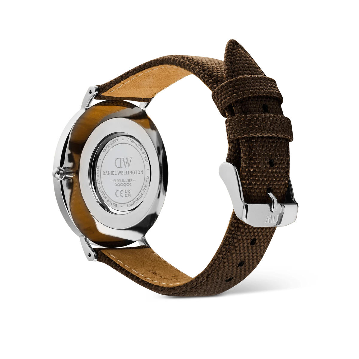 Orologio Daniel Wellington quarzo quadrante bianco, Classic Brown Canvas Silver, 40mm - DW00100941