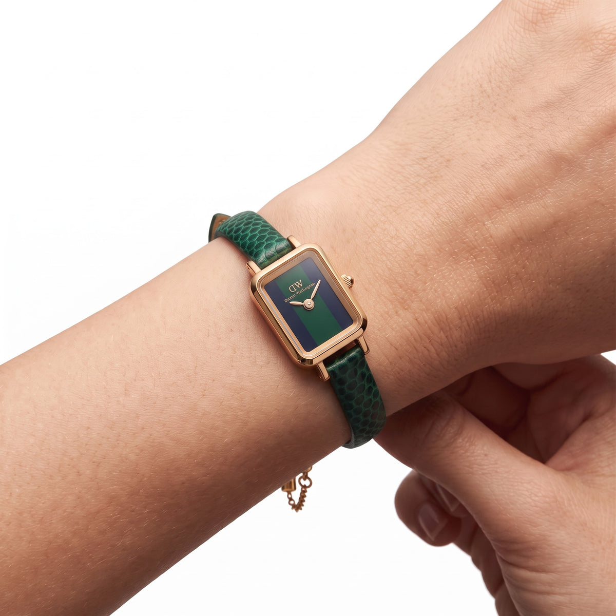 Orologio Daniel Wellington quarzo quadrante blue-green, Quadro Mini Green Lizard Warwick Gold, 15mm - DW00100958