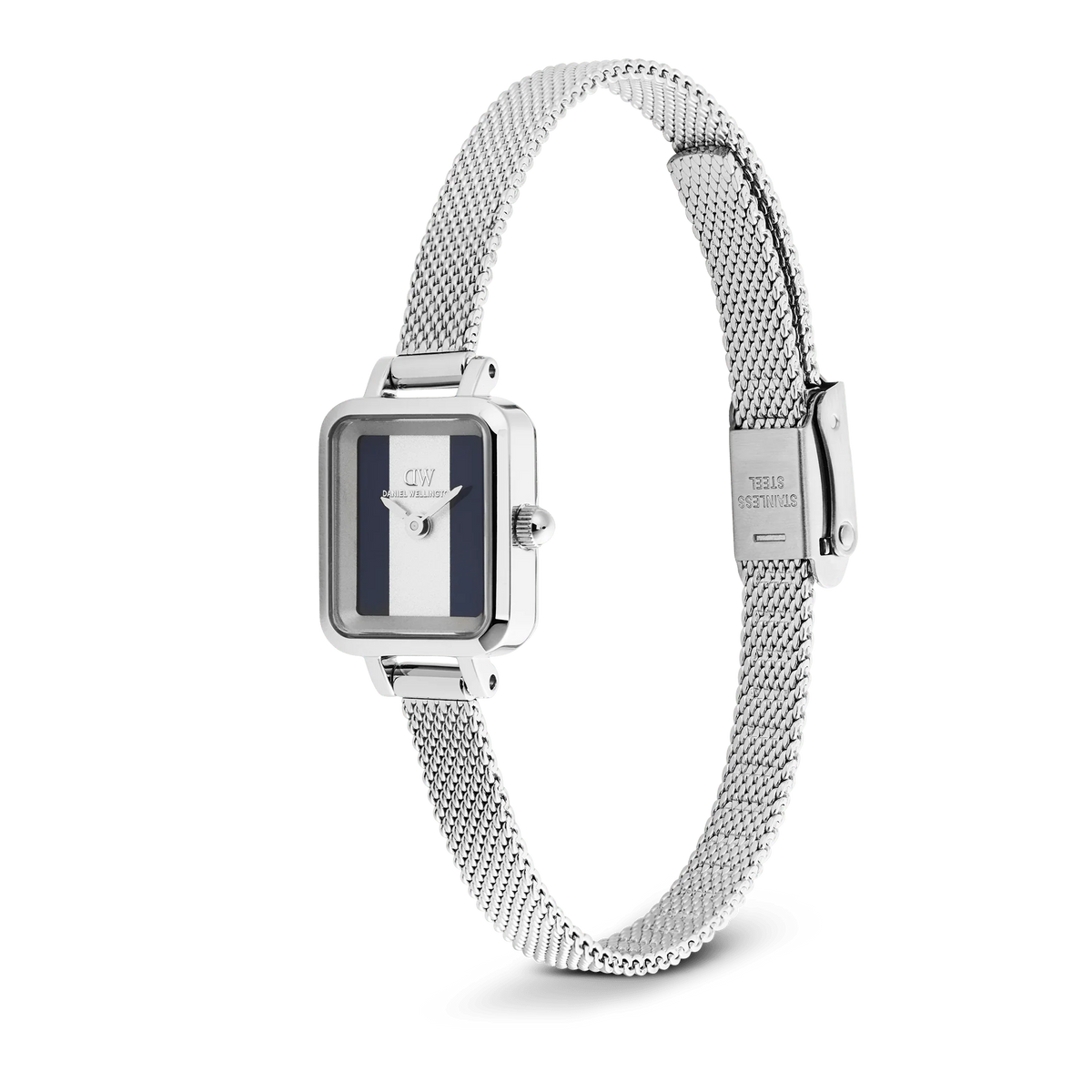 Orologio Daniel Wellington quarzo quadrante blu e bianco, Quadro Mini Sterling Glasgow Silver, 15mm - DW00100960