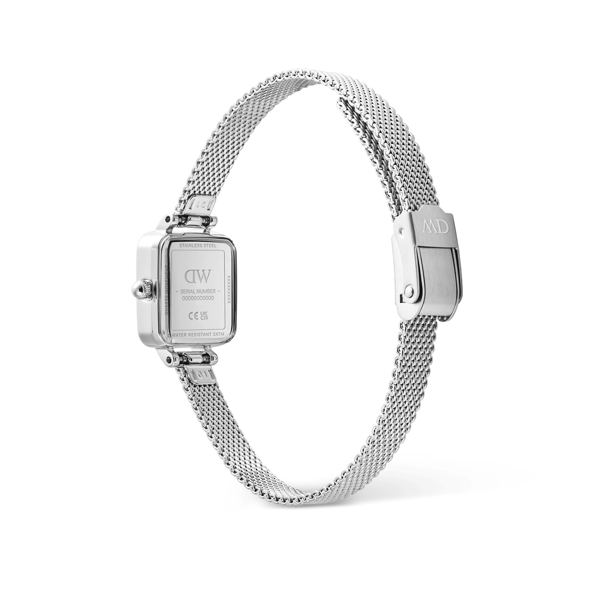 Orologio Daniel Wellington quarzo quadrante blu e bianco, Quadro Mini Sterling Glasgow Silver, 15mm - DW00100960