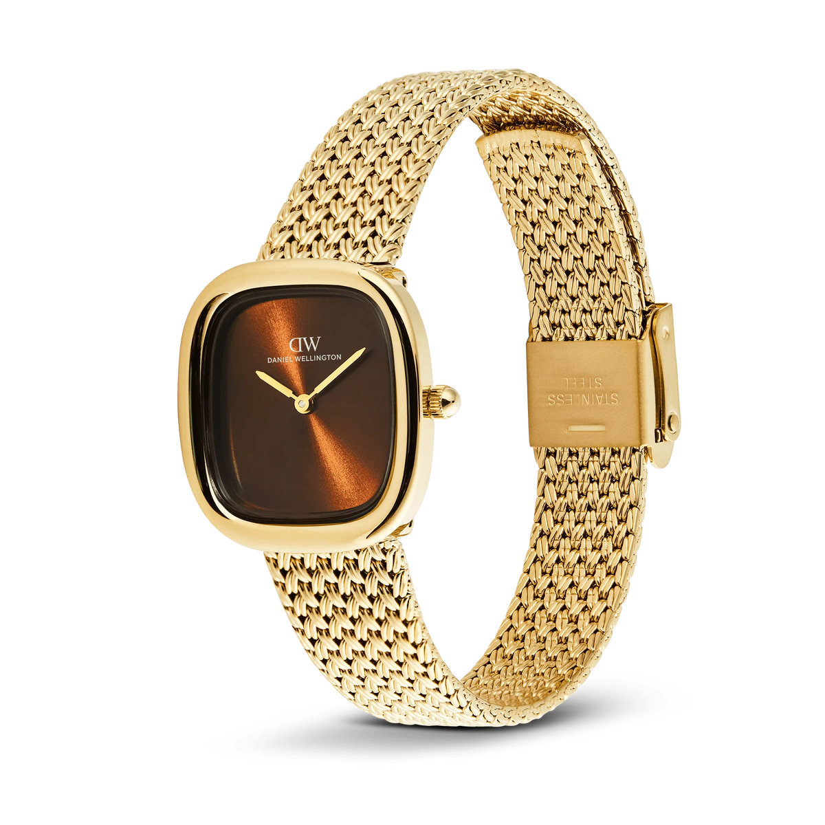 Orologio Daniel Wellington quarzo quadrante brown, Margot Braided Mesh Amber Gold, 24mm - DW00100968
