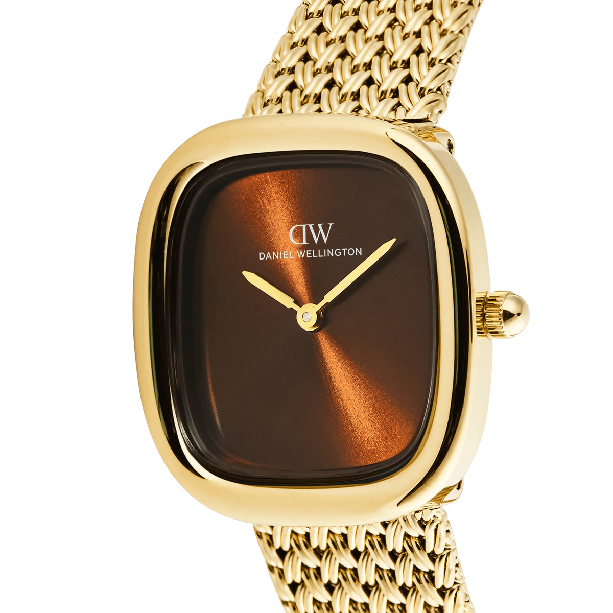 Orologio Daniel Wellington quarzo quadrante brown, Margot Braided Mesh Amber Gold, 24mm - DW00100968