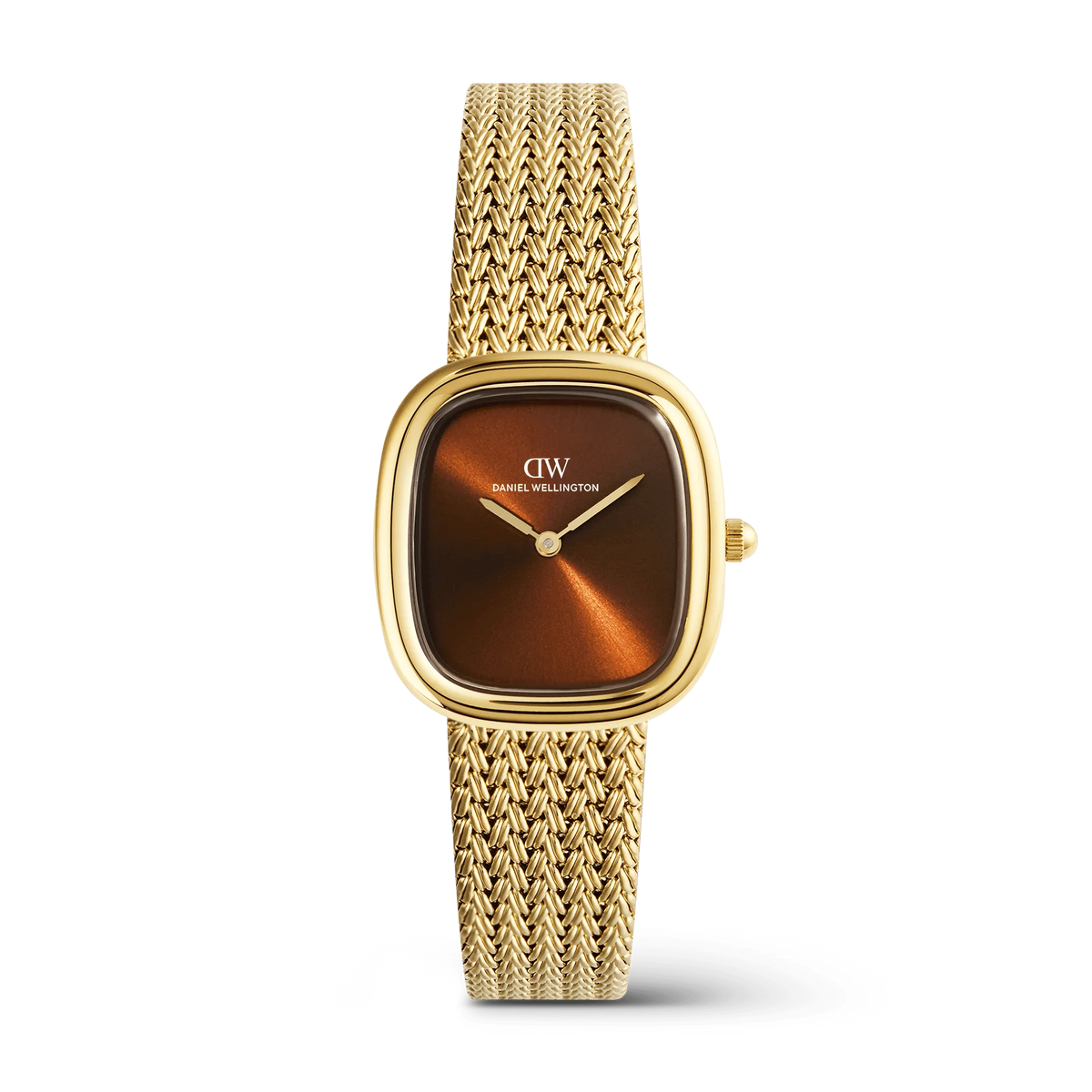 Orologio Daniel Wellington quarzo quadrante brown, Margot Braided Mesh Amber Gold, 24mm - DW00100968