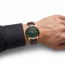 Orologio Daniel Wellington quarzo quadrante verde scuro, Pathfinder GMT Brown-Croc Green Gold, 39mm - DW00100974