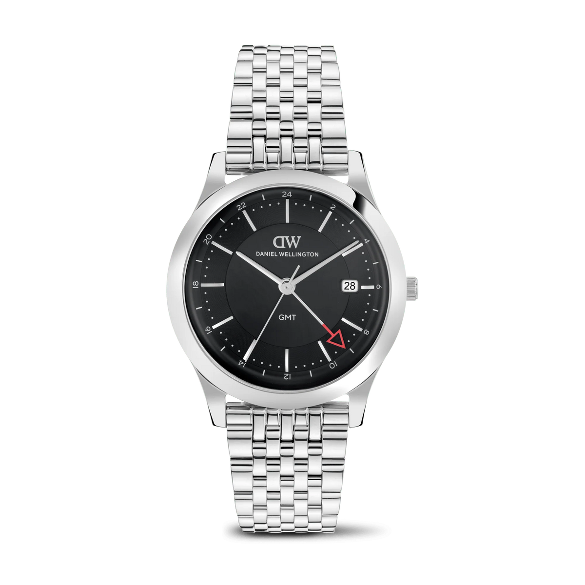 Orologio Daniel Wellington quarzo quadrante nero, Pathfinder GMT 7-Link Black Silver, 39mm - DW00100978