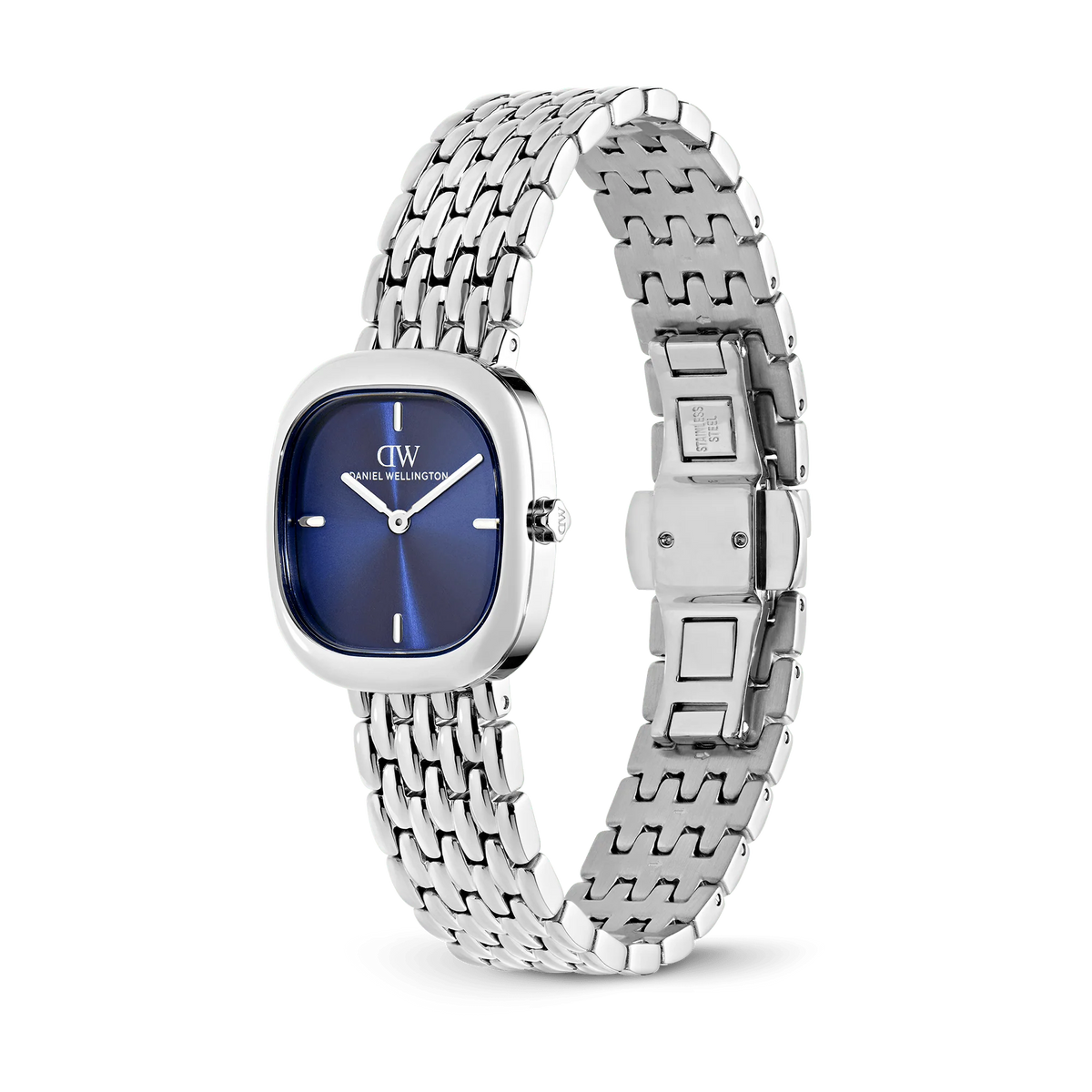 Orologio Daniel Wellington quarzo quadrante blu, Corta Royal Blue Grain-Link Silver, 24mm - DW00100992