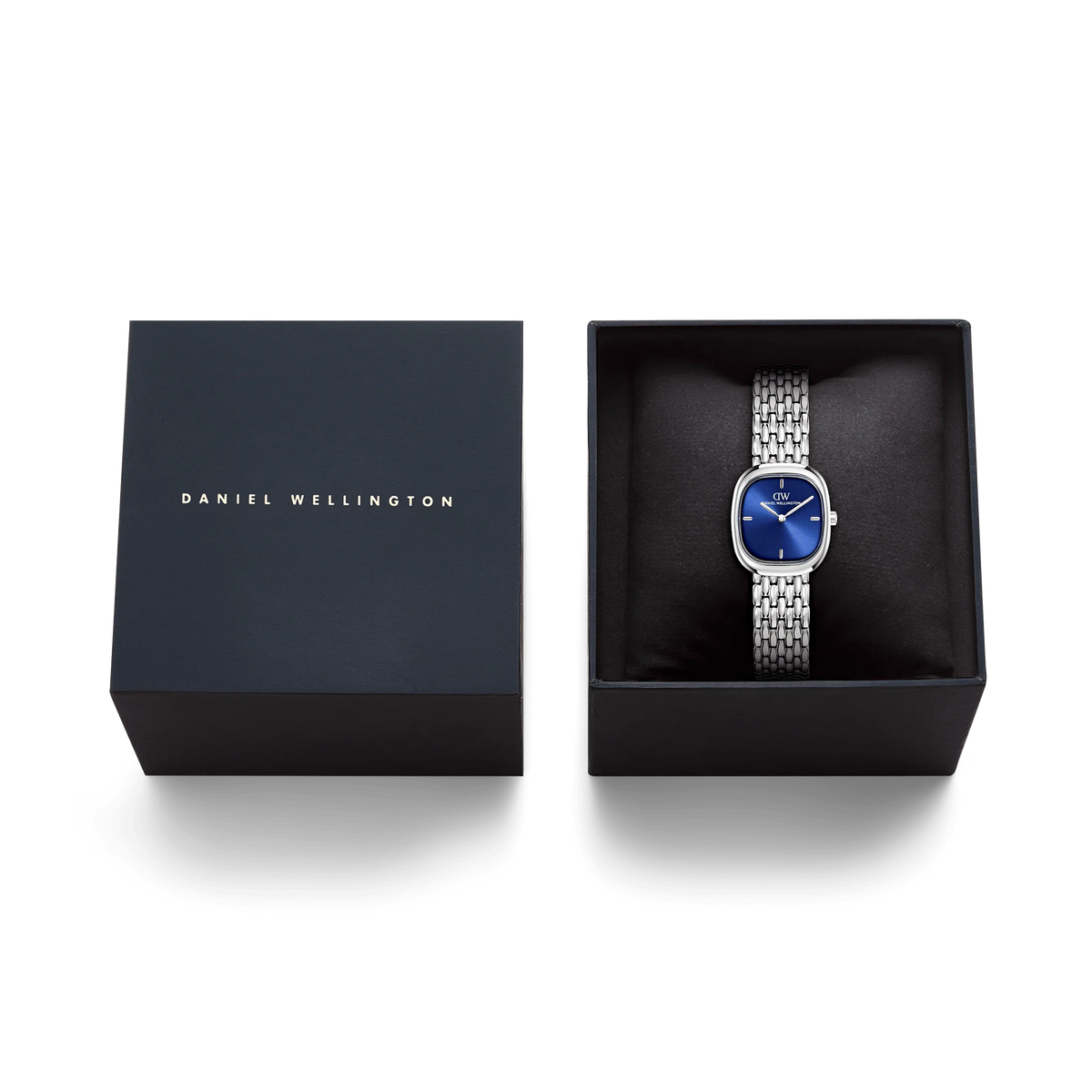 Orologio Daniel Wellington quarzo quadrante blu, Corta Royal Blue Grain-Link Silver, 24mm - DW00100992