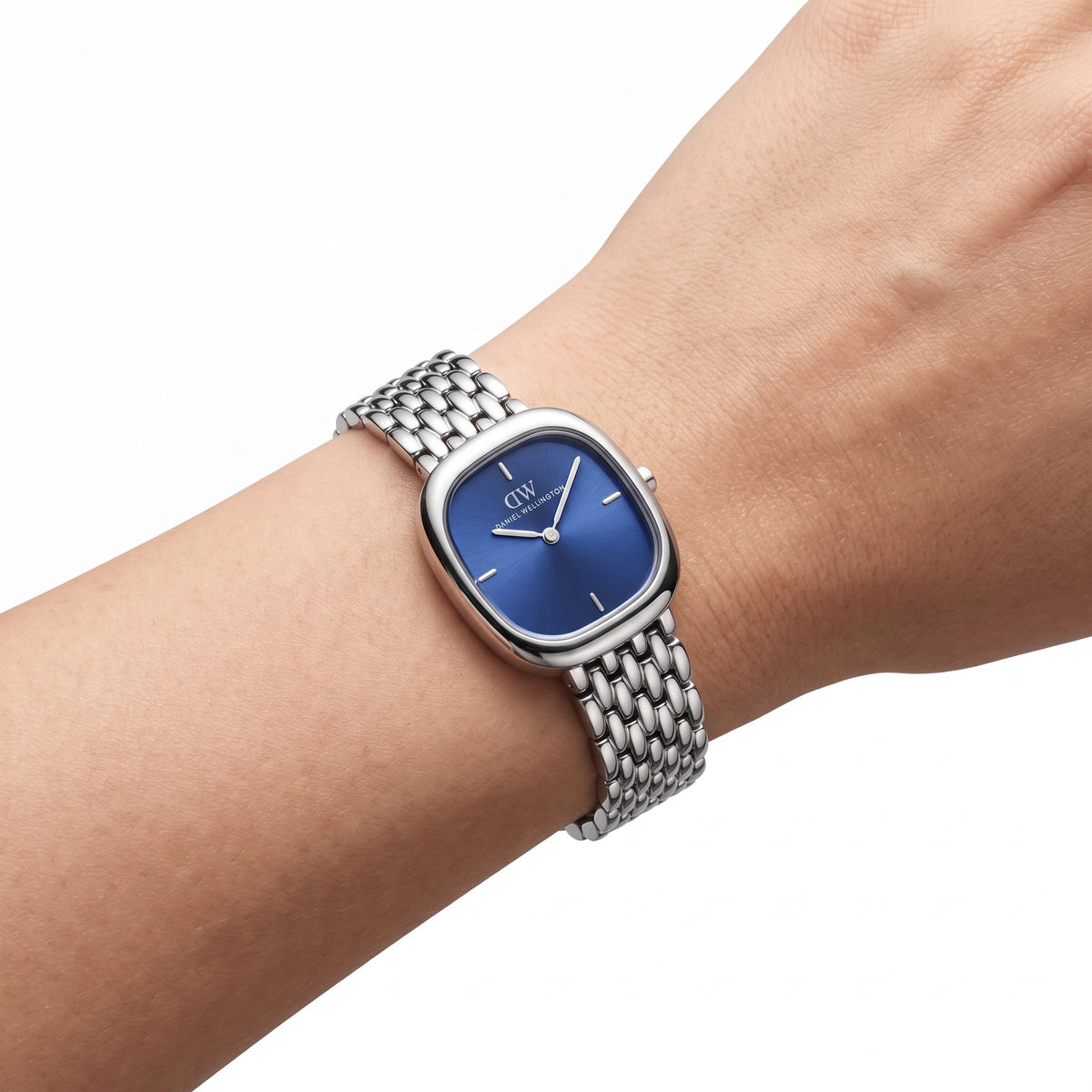 Orologio Daniel Wellington quarzo quadrante blu, Corta Royal Blue Grain-Link Silver, 24mm - DW00100992