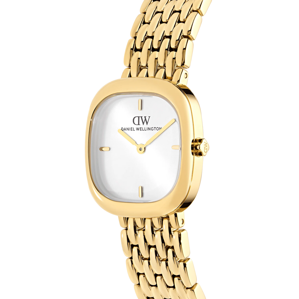 Orologio Daniel Wellington quarzo quadrante bianco, Corta White Grain-Link Gold, 24mm - DW00100993