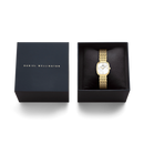 Orologio Daniel Wellington quarzo quadrante bianco, Corta White Grain-Link Gold, 24mm - DW00100993