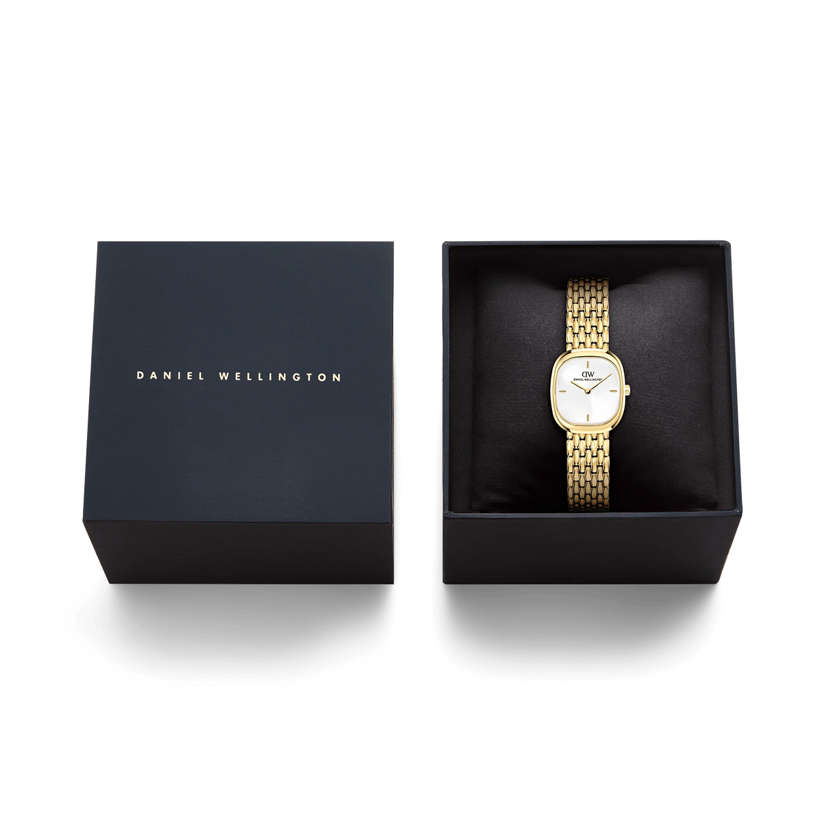 Orologio Daniel Wellington quarzo quadrante bianco, Corta White Grain-Link Gold, 24mm - DW00100993