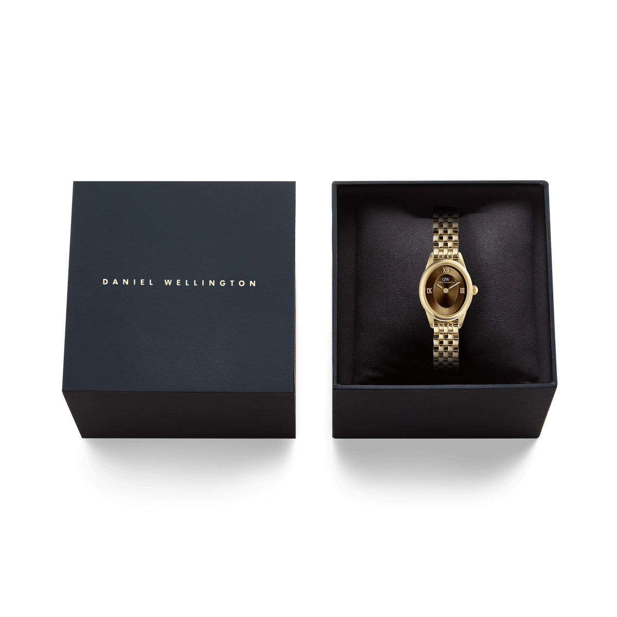 Orologio Daniel Wellington quarzo quadrante brown, Ophelia Mini Beans Link Amber Gold, 20mm - DW00101018
