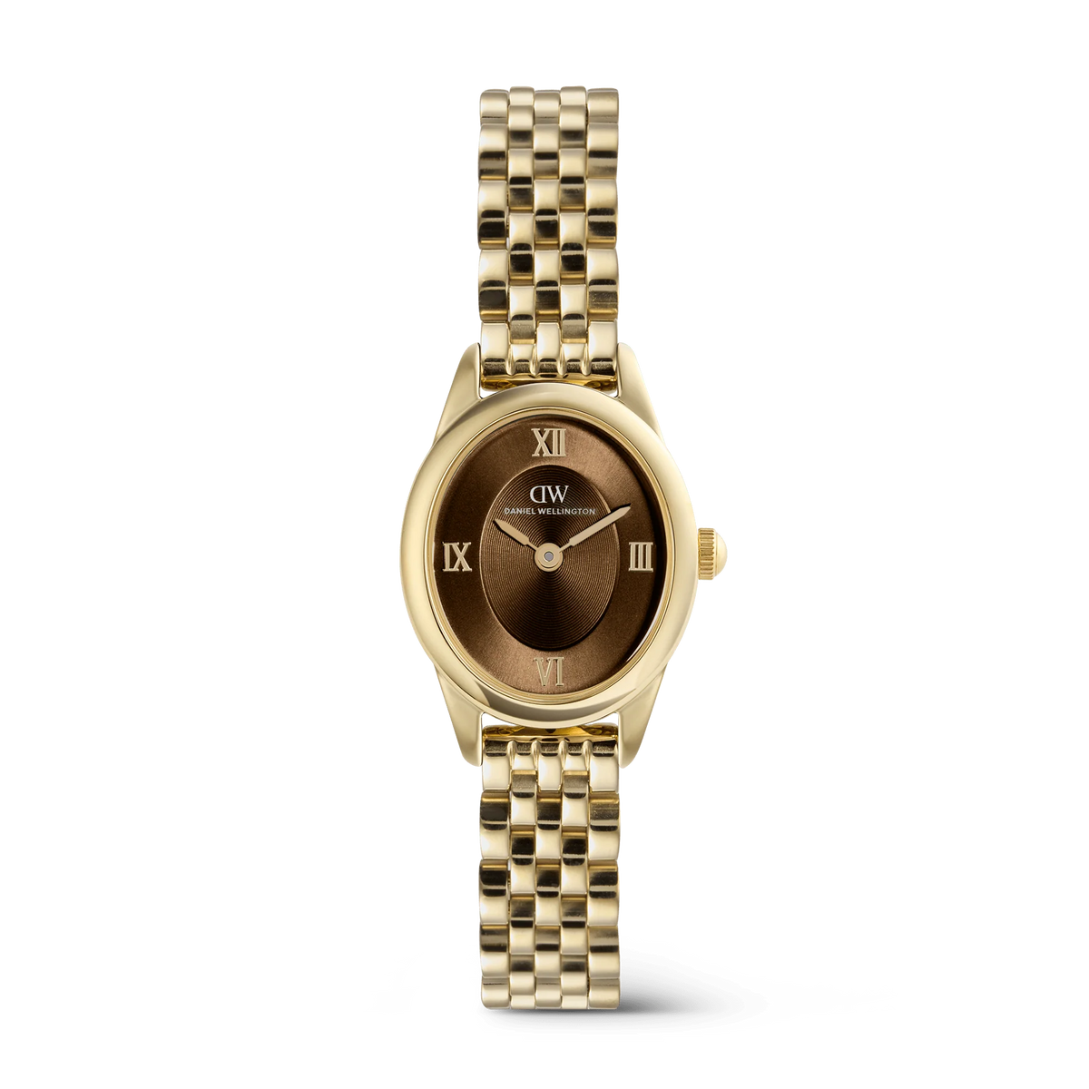 Orologio Daniel Wellington quarzo quadrante brown, Ophelia Mini Beans Link Amber Gold, 20mm - DW00101018