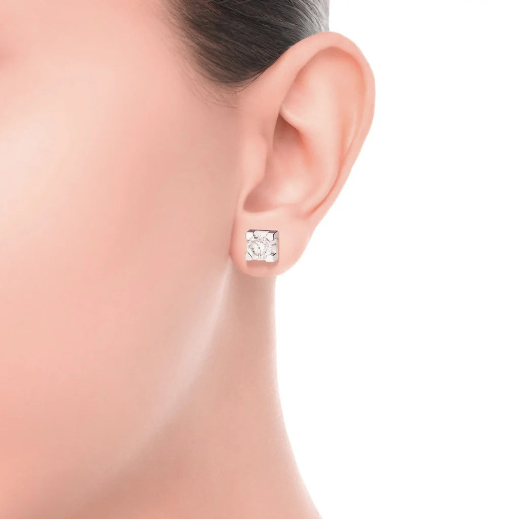 Orecchini Recarlo punto luce in oro bianco 18kt e diamanti, 0.38 ct - E01PX030/038