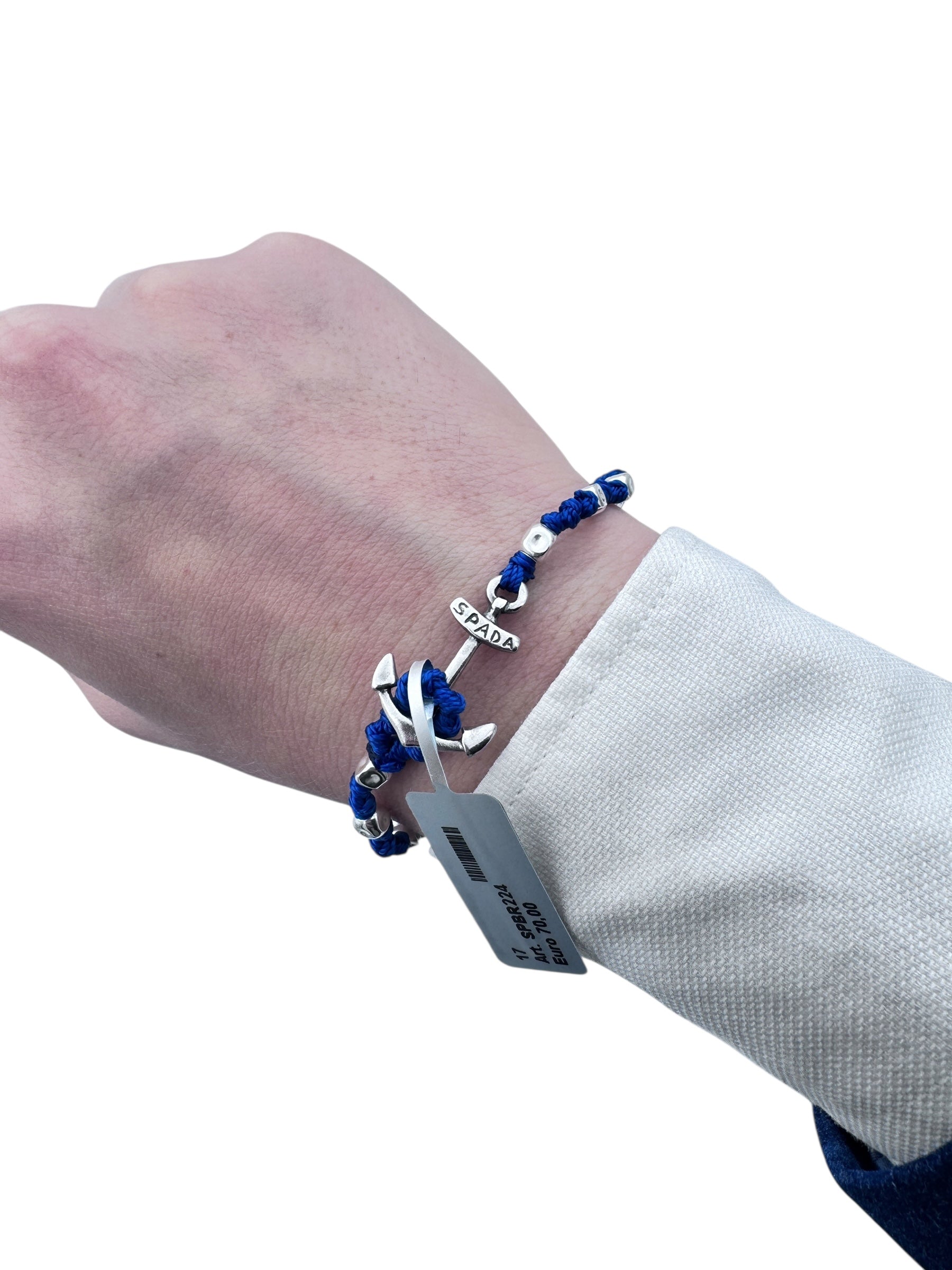 Bracciale Spadarella in argento, unisex, Ancora di salvezza, color blu fluo - SPBR224-blu fluo