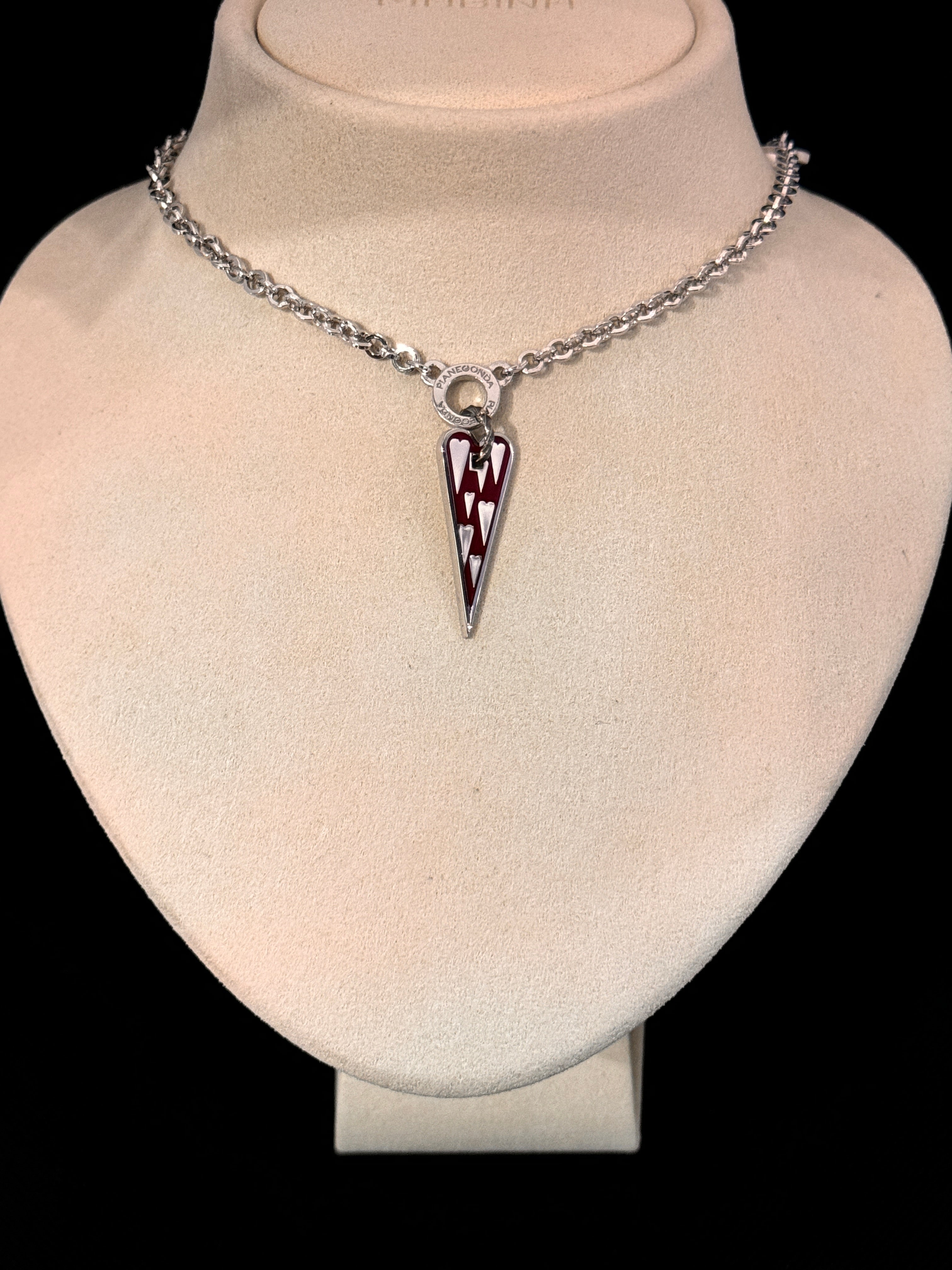 Girocollo Pianegonda in argento con pendente cuore con smalto rosso - CA011175