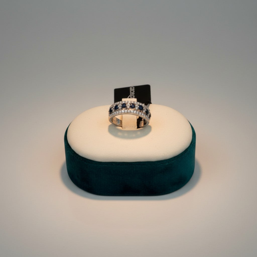 GIORGIO VISCONTI WHITE GOLD RING WITH DIAMONDS AND 7 SAPPHIRES, 0.51ct sapphires - ABX17328Z