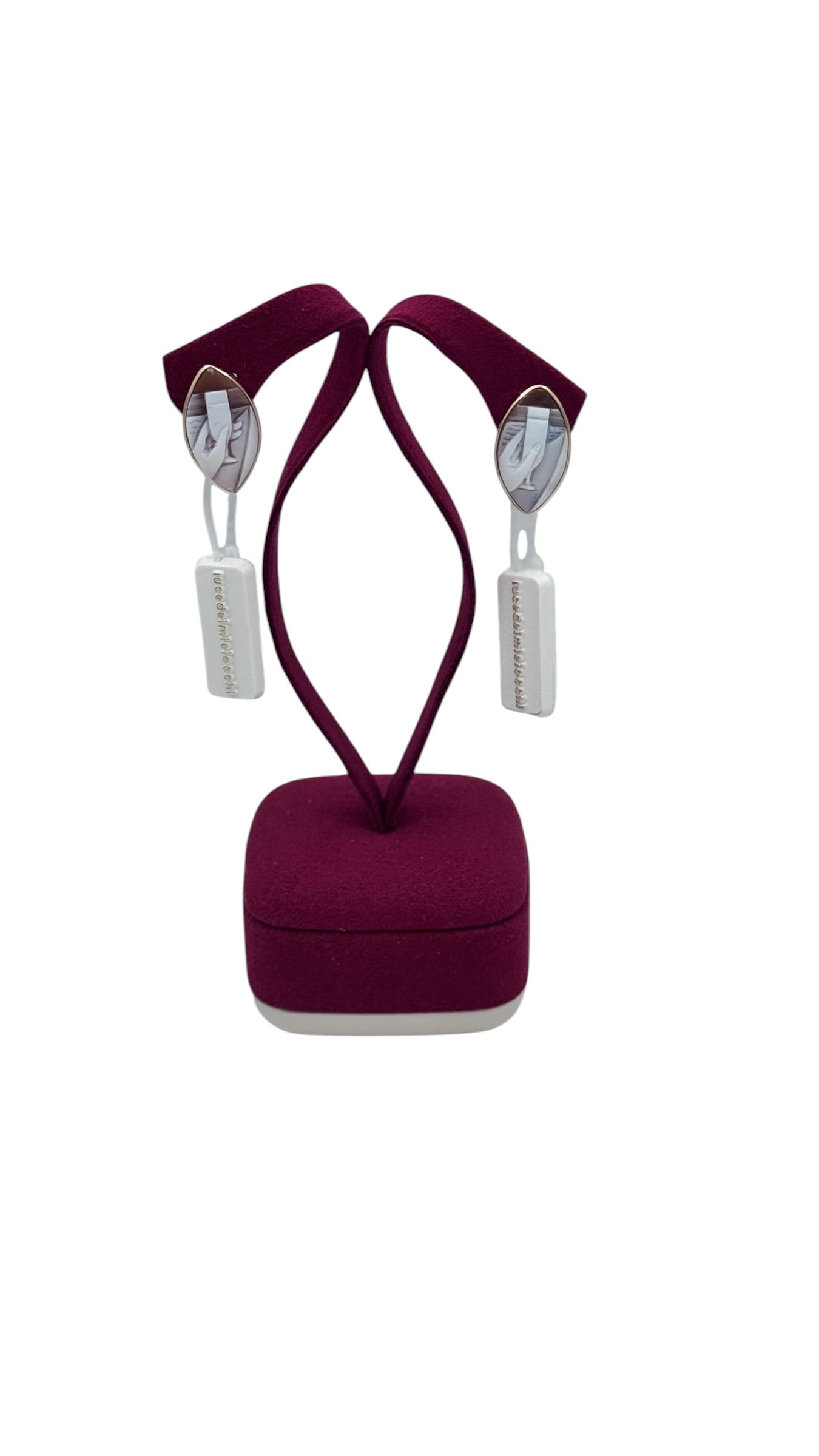LUCEDEIMIEIOCCHI Monorecchino ovale cammeo naturale in argento dorato e calice di vino - LDMO 805 OR