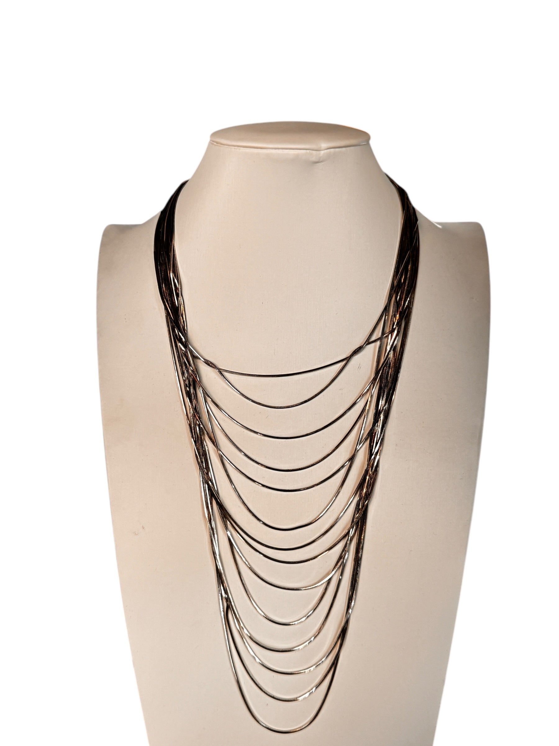 Collana Pianegonda in argento, da donna, con 14 fili maglia snake - CA010743