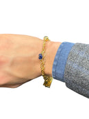 Bracciale a due fili in bronzo dorato e pietre blu - LE FATE BR 005