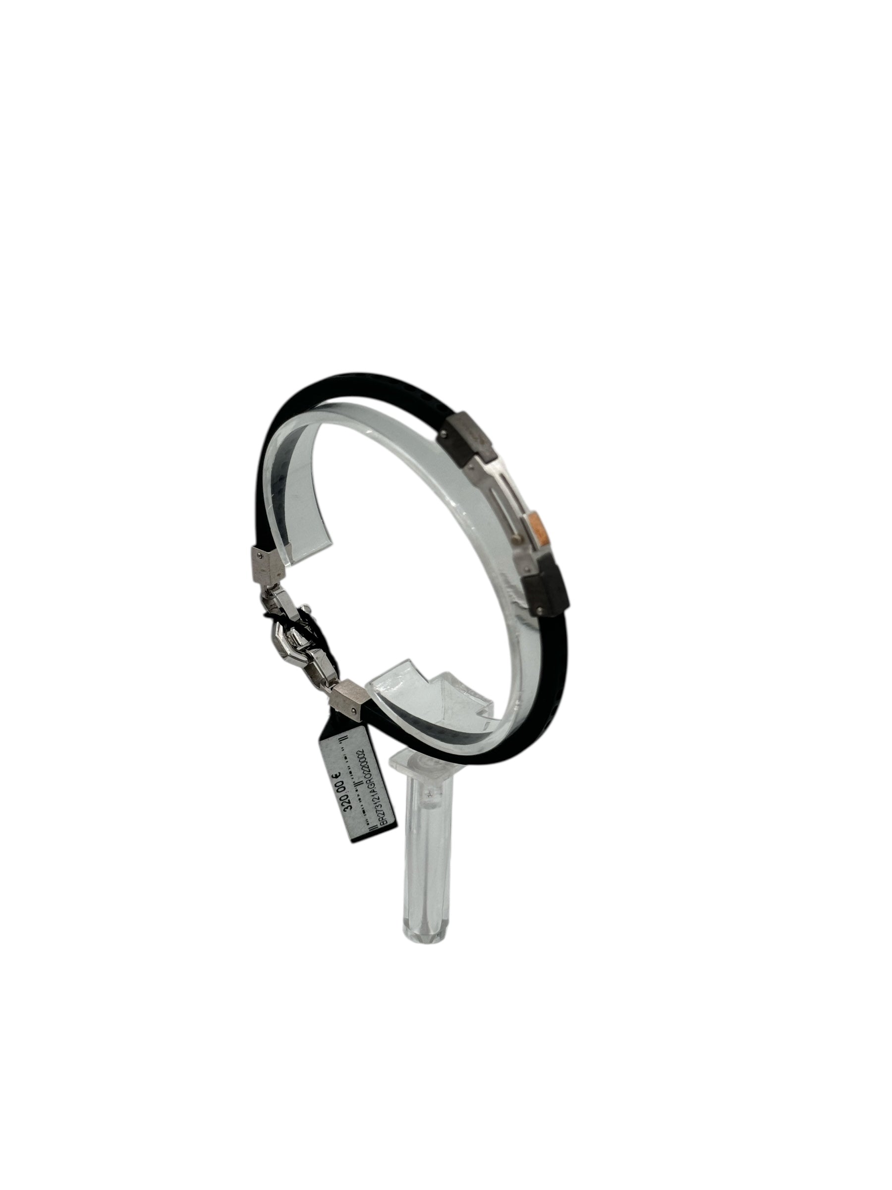 Bracciale Baraka in caucciu' e acciaio, con diamantino sulla chiusura - BR273121