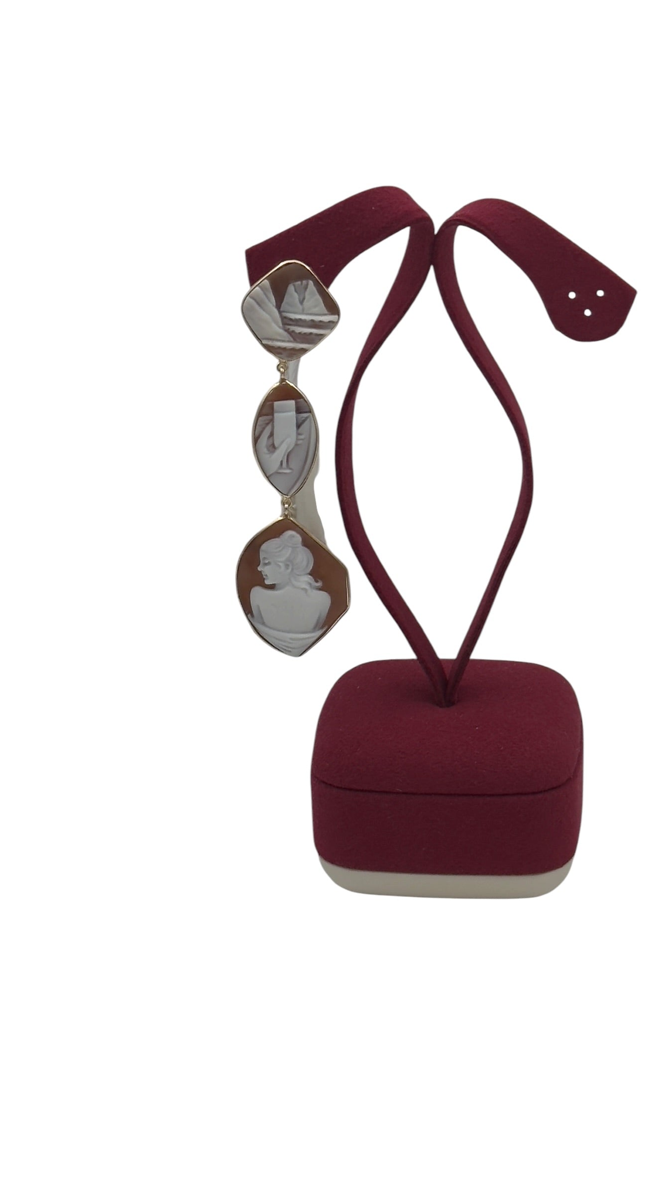 LUCEDEIMIEIOCCHI Monorecchino pendente 3 cammei naturali in argento dorato - LDMO 800 OR