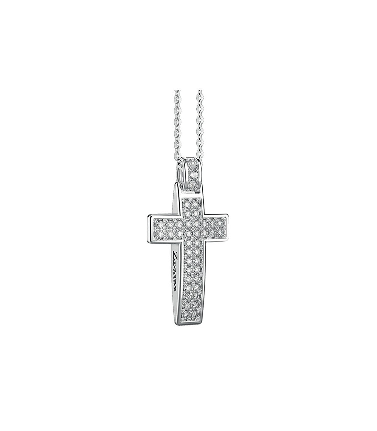 Zancan necklace in white gold with cross and diamonds - EC936B
