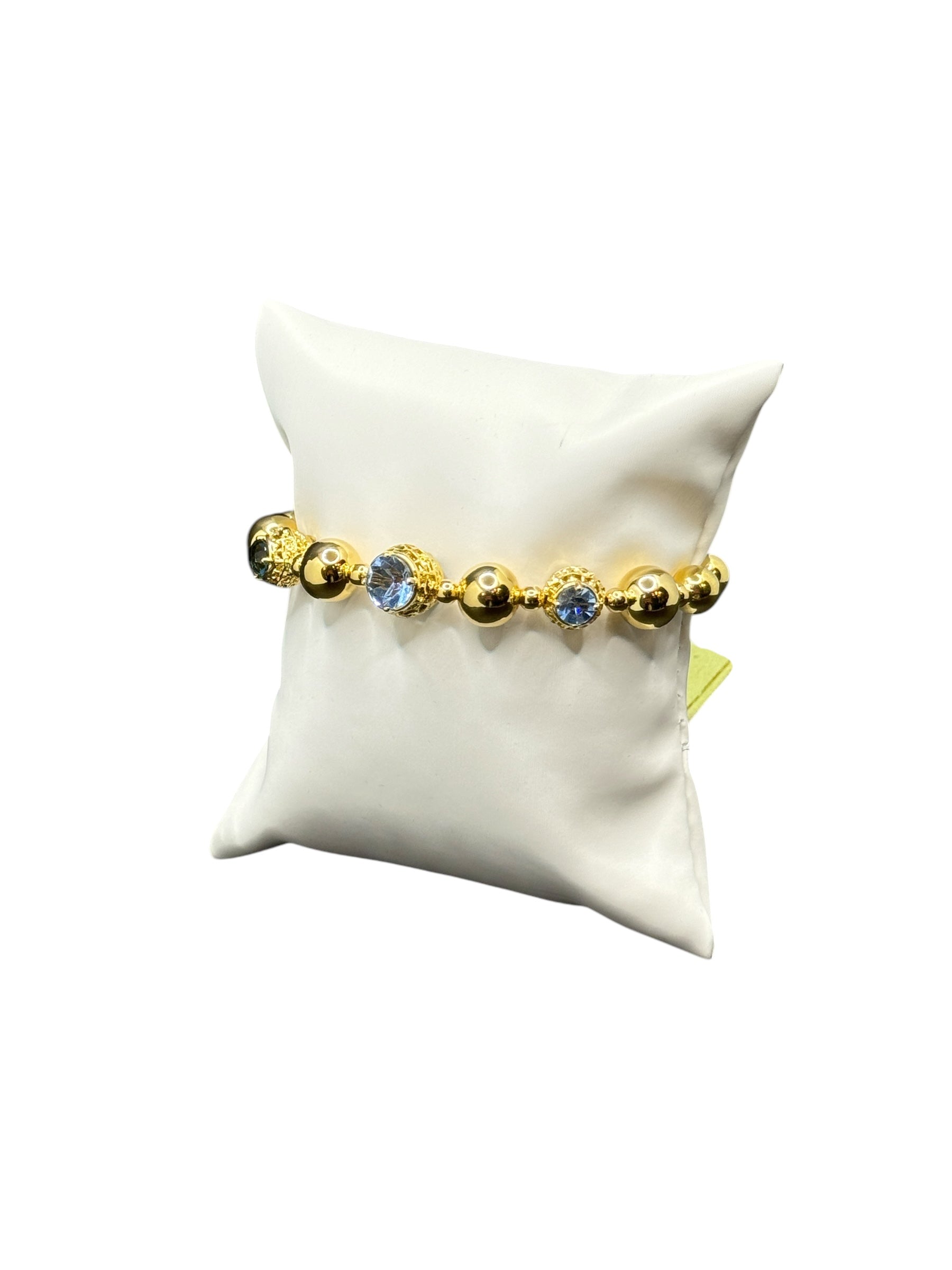 Bracciale in bronzo dorato con pietre azzurre - DIAMANTI BR 001