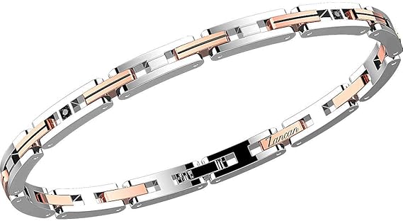 Bracciale Zancan in Acciaio bicolore e zircone nero centrale - EHB138