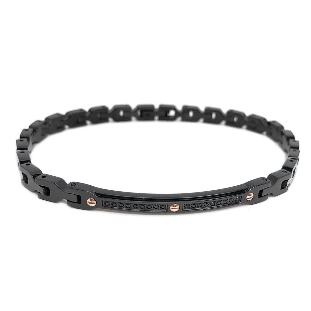 Bracciale Zancan in Acciaio con PVD Nero e Spinelli – Hiteck – EHB193