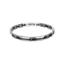 Bracciale Zancan da uomo in acciaio e PVD nero con zircone centrale - EHB212