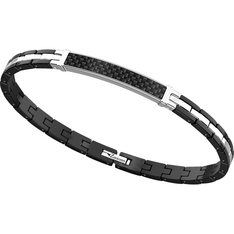 Bracciale da uomo in acciaio 316L Zancan nero con fibra di carbonio - EHB258