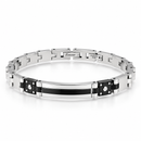 Bracciale Zancan uomo in acciaio con targa e inserti neri — 22 cm - EHB401
