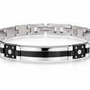 Bracciale Zancan uomo in acciaio con targa e inserti neri — 22 cm - EHB401
