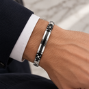 Bracciale Zancan uomo in acciaio con targa e inserti neri — 22 cm - EHB401